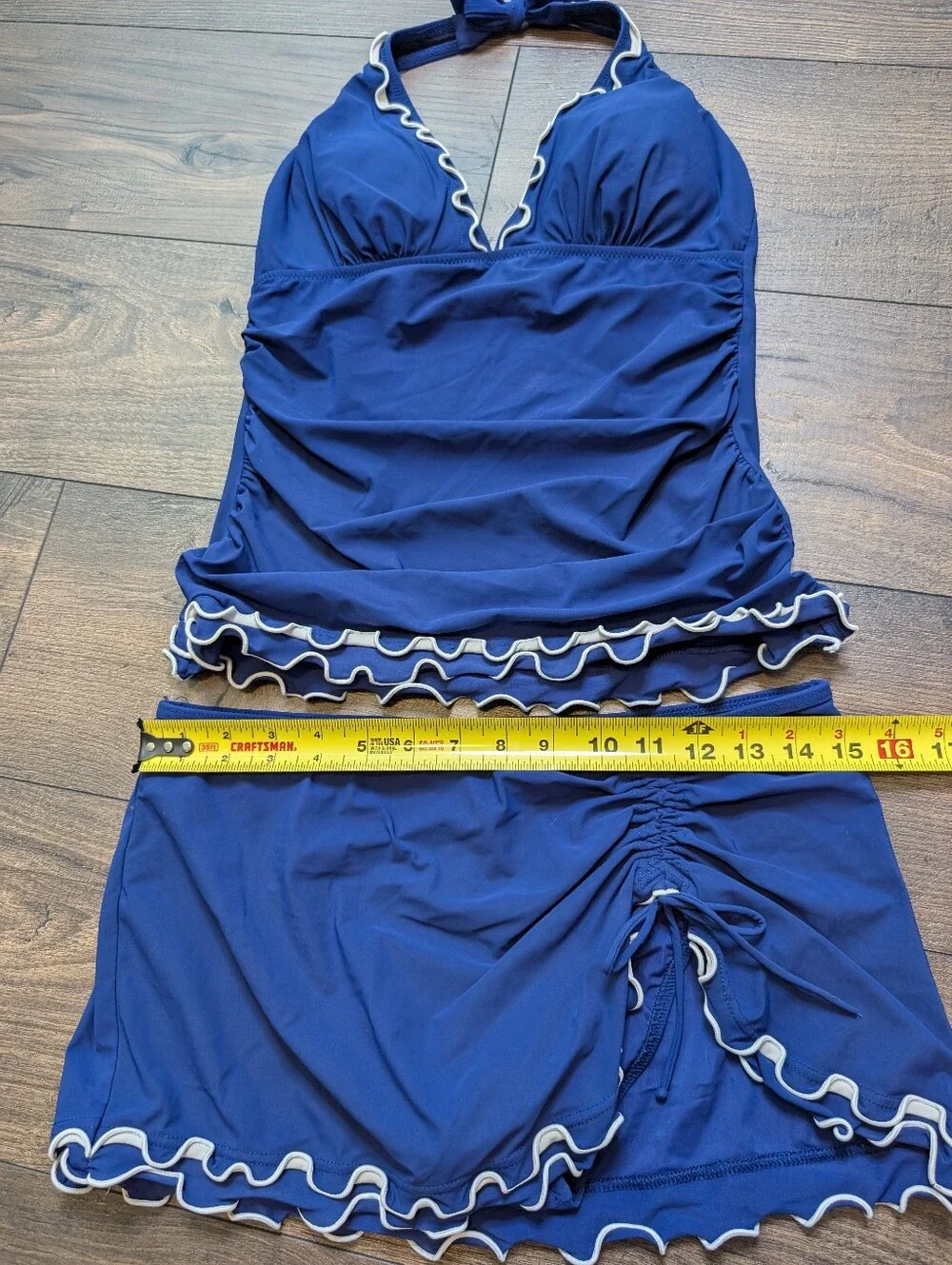 Profile By Gottex Navy Blue Ruffle Tankini with Skirt Size 10